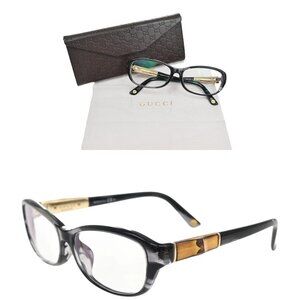 GUCCI GG Logo Bamboo Glasses Reading Eye Were Plastic GG-8002/F Black 04KA757